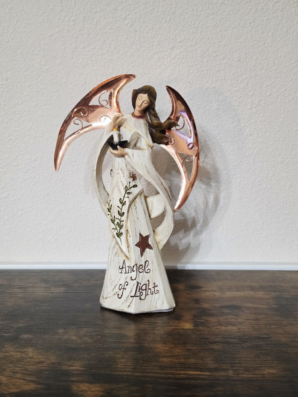 Angel of Light Decorative Angel Figurine in White and Copper